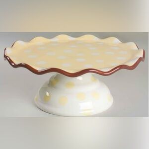 Paula Deen - Dot Crazy Yellow & White Handpainted Cake - Dessert Stand